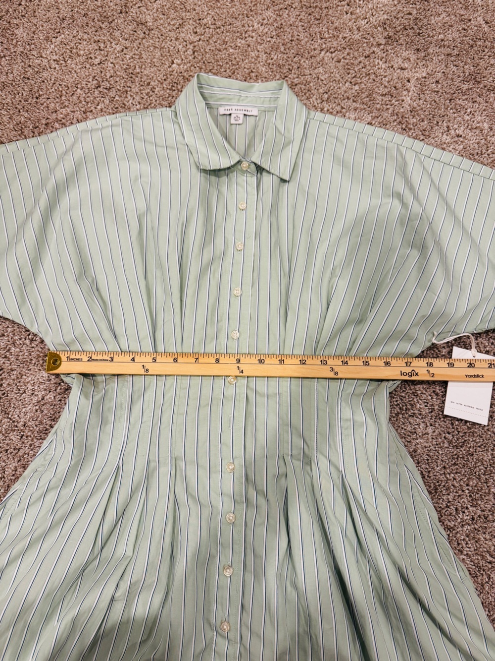 NWT Free Assembly Womens Short Sleeve Cotton Corset Mini Shirtdress Size M Mint - Picture 5 of 8